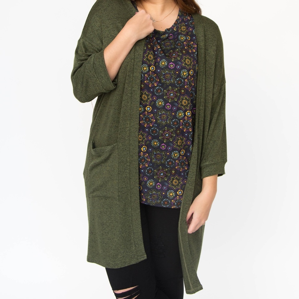 Forever Cardigan Olive and Black Hacci
